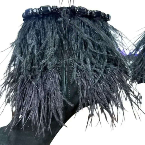 Jessica Simpson Piume Feather Black High Heel Ankle Boots Booties Shoes sz 10 - Picture 4 of 16